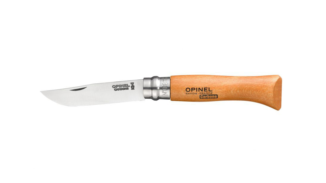 Ballistic Gear Grab, Opinel N°08 Carbon Steel Pocket Knife, opened