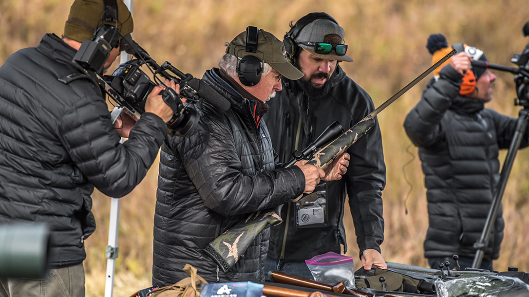 Athlon Outdoors filming, camo rifle, hunting rifle