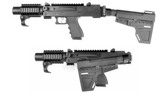 MasterPiece Arms MPA35DMG 9mm pistol, folding arm brace, lead