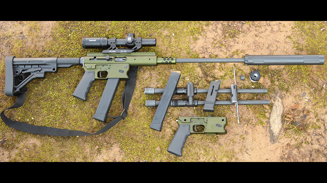 TNW Aero Survival Rifle, pistol caliber carbine, apart