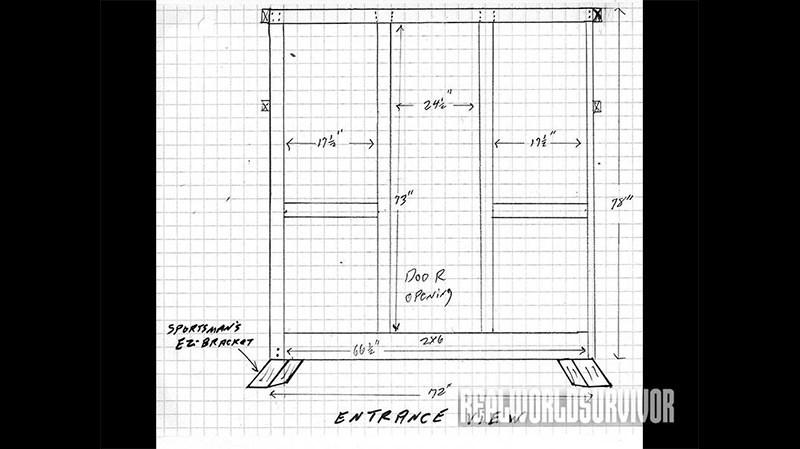 Entrance view blueprint of the box blind