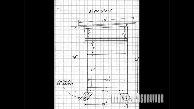 Side view blueprint of the box blind
