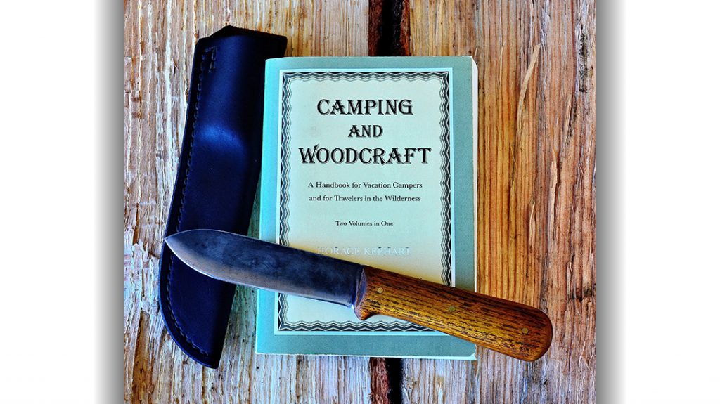 The Kephart knife is one of the most replicated designs in the industry. It is pictured here with Kephart’s popular book, Camping and Woodcraft.