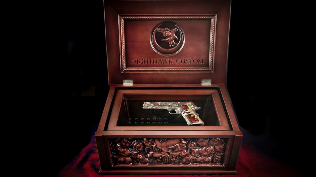 The Nighthawk Custom Pandora's Box 1911 includes an incredible presentation box. 