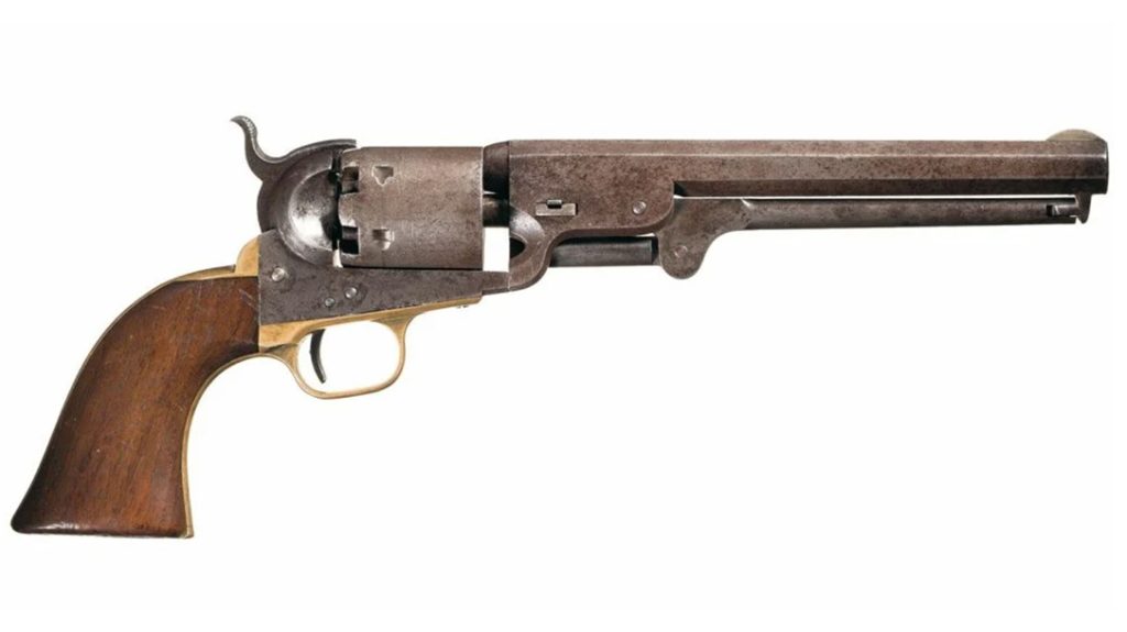 U.S. Colt Model 1851 Navy Percussion Revolver Rig with Holster, Belt, and Ammunition Pouch/ Sold for $4,600 in December 2018.
