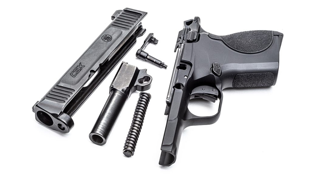 An exploded view of the S&W CSX pistol.