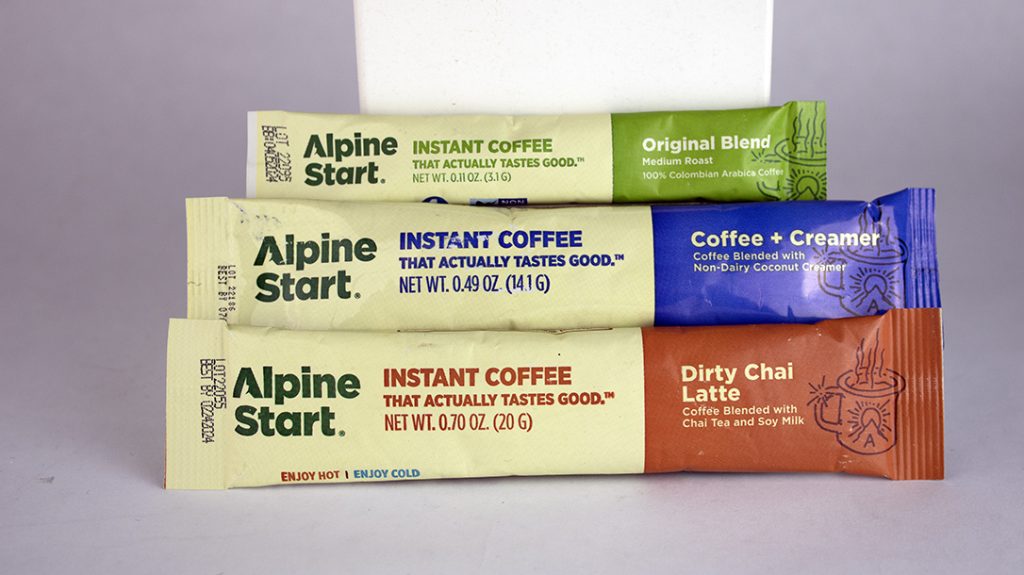 Alpine Start Foods brings instant coffee into packable sizes. 