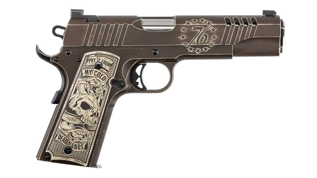 The rights side of the Cold Dead Hands 1911 features a "76." 