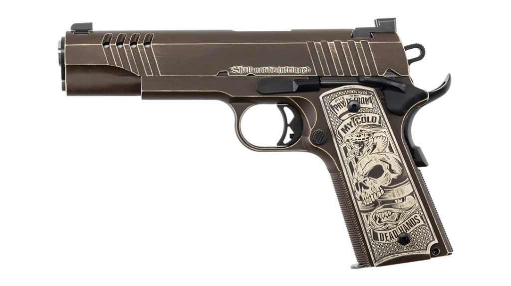 The left side of the Cold Dead Hands 1911 features the words "Shall Not be Infringed." 